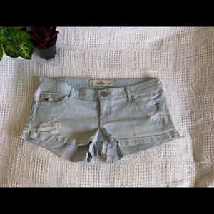 light blue denim cut-offs